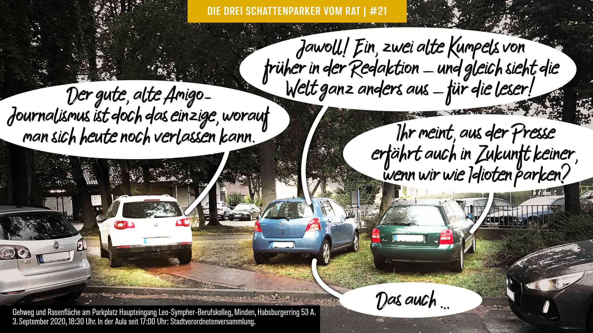 21-die-drei-schattenparker-vom-rat Foto-Comic Die drei Schattenparker zu alten Kumpels